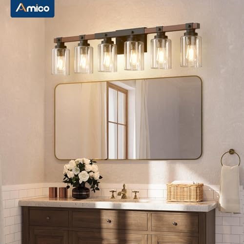 6 Light Farmhouse Bathroom Vanity Light