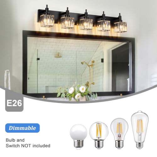 Black Crystal Bathroom Vanity Light 5