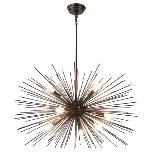 29in 9 Light Black Sputnik Chandelier Large Starburst Modern
