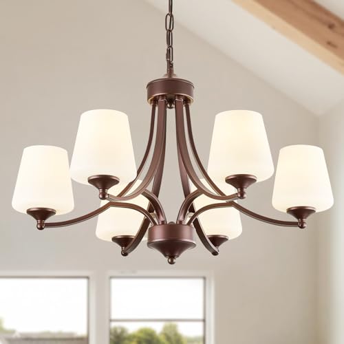 Oil Rubbed Bronze Farmhouse Chandelier for Dining Room Hanging Lighting Fixtures 6