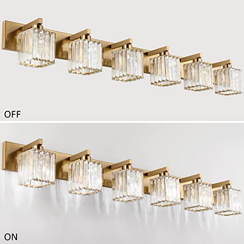 Bathroom Vanity Light Brass Crystal Vanity Lighting Fixtures 6 Light Modern Bathroom Lighting Fixtures