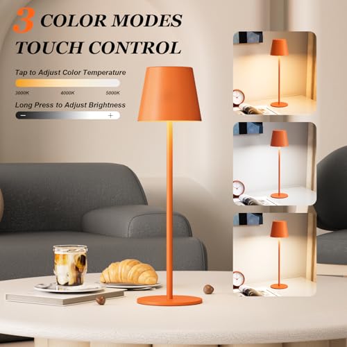 Cordless Table Lamp Rechargeable Orange (2 Count)