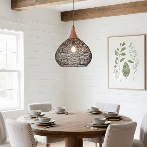 Black Rattan Pendant Light