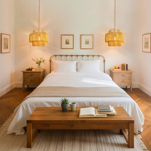 Hanging Light Lamp Shades Boho Rattan Lamp Shades