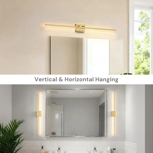 48 Inch Gold Vanity Light Bar Over Mirror Acrylic Shade 3CCT