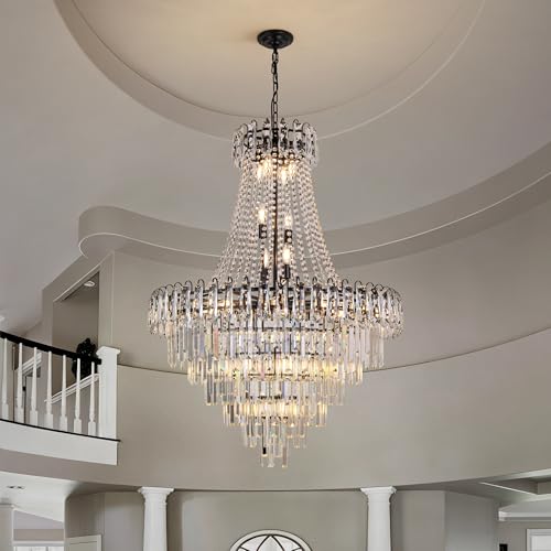 34 Inch Large Tiered Empire Crystal Chandelier