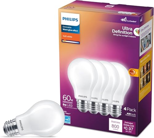 60W A19 4 Pack Ultra Definition Soft White LED Light Bulbs (4 Count)