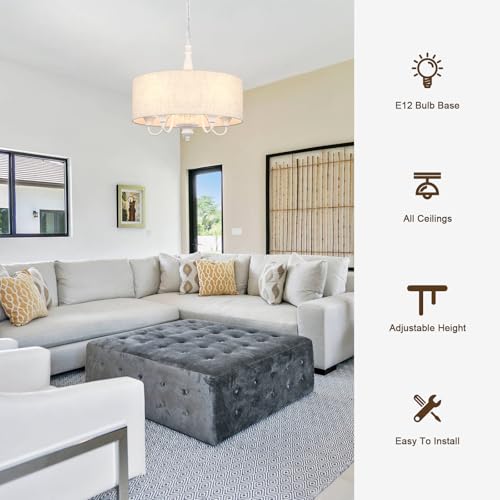 5 Light Drum Chandelier for Dining Room