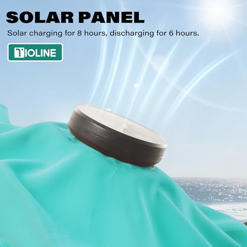 9‘ Patio Umbrella with lights pool Umbrella for Patio turquoise