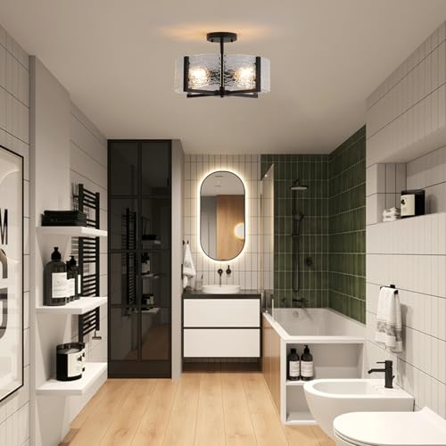 18" Black Large Semi Flush Mount Ceiling Light
