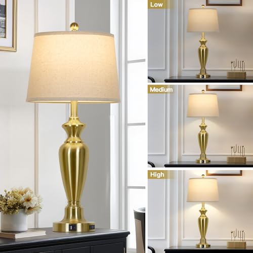 30" Tall Gold Table Lamps Set of 2 (2 Count)