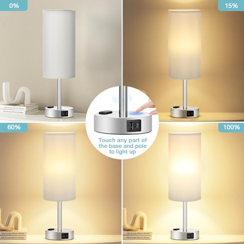 Grey Bedside Lamp for Bedroom
