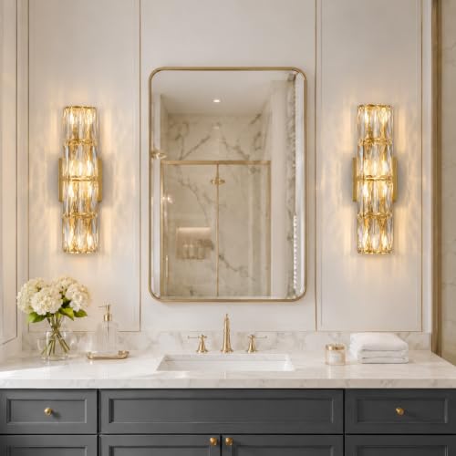 Gold Crystal Wall Sconces Mid