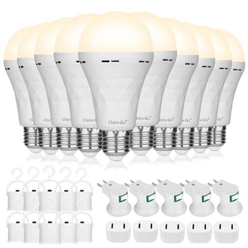 Emergency Rechargeable Light Bulbs 10 Pack A21 3000K Warm (10 Count)