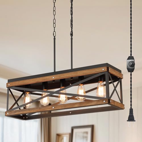 Rustic Farmhouse Plug in Kitchen Island Lighting
