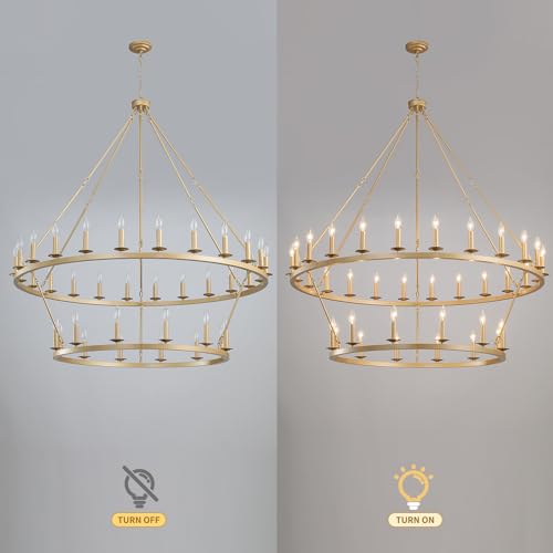 Gold Wagon Wheel Chandelier 2 Tier 53