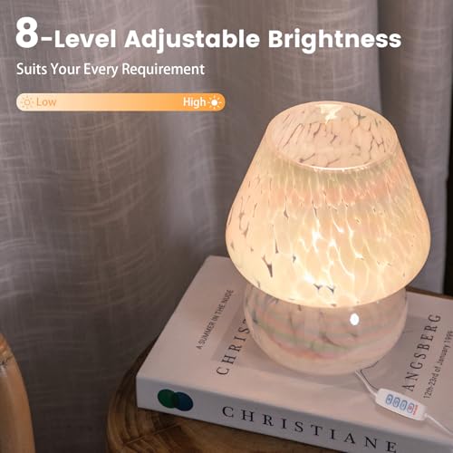 USB Plug in Mushroom Lamp Small Bedside Table Lamp with 3 Temperature LED Bulb