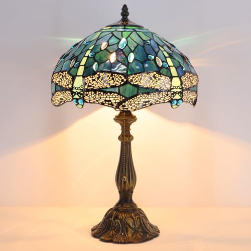 Tiffany Table Lamp Stained Glass Bedside Reading Light W12H19 inch