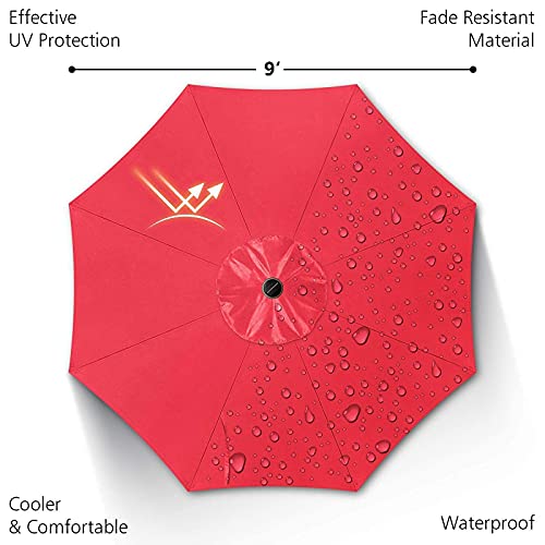 9ft Patio Umbrella with Solar Lights