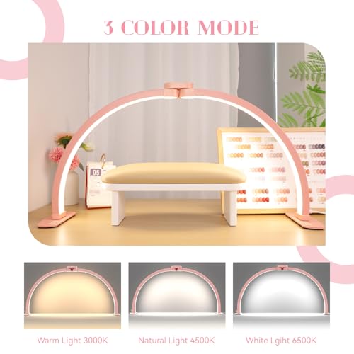 Foldable Large Half Moon LED Light for Table Nail Desk with Phone Stand