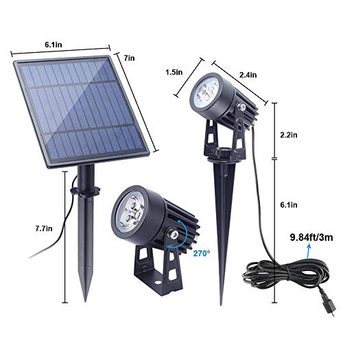 Solar Spotlights Landscape Lights Low Voltage Outdoor Solar Spotlight IP65 Waterproof 9.8ft Cable Auto On (11.24 Count)