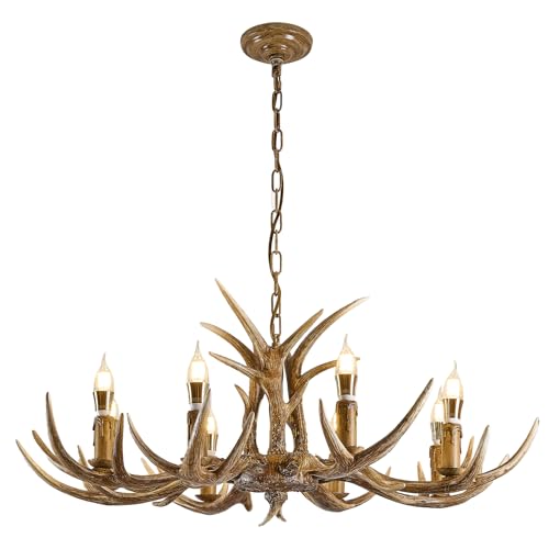 8 Light Resin Faux Horn Antler Chandelier
