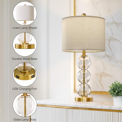 25" Glass Table Lamps Set of 2 (2 Count)