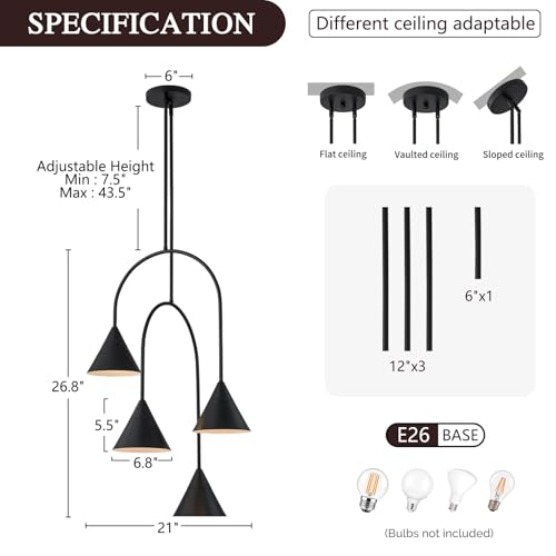 Matte Black Industrial Pendant Light Fixture
