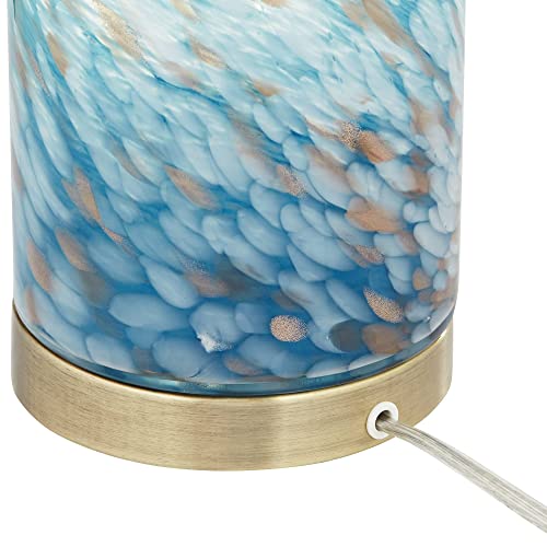 Nikki 13 1 2" Small Accent Lamp Coastal Modern Blue Glass Art Antique