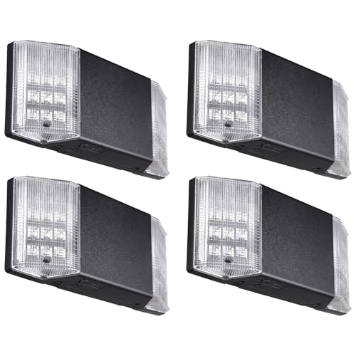 4 Pack LED Emergency Lighting with Battery Backup Black (4 Count)