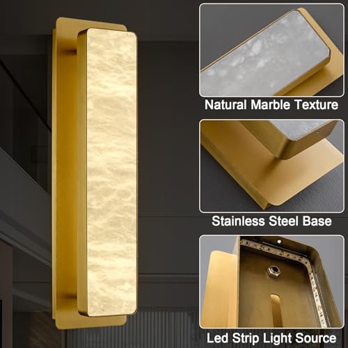 19.7" Brass Alabaster Wall Sconces