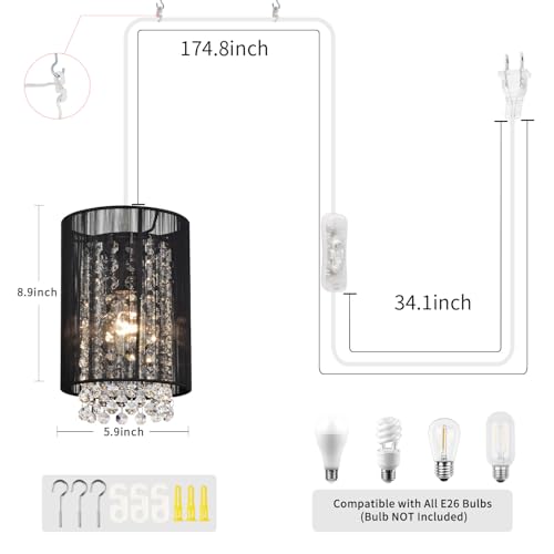Plug in Chandelier Light with Cord and On