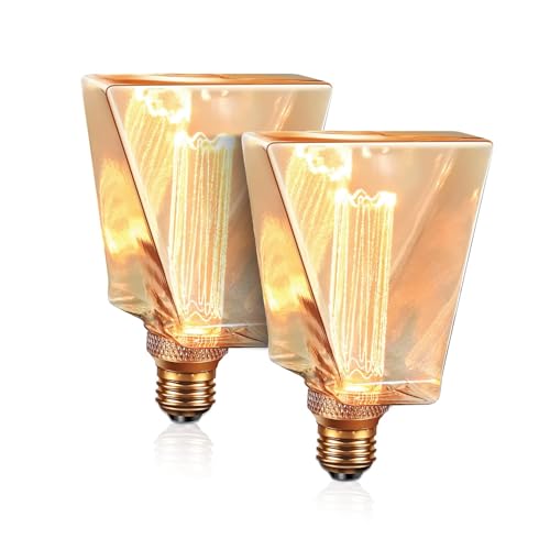 Decorative Light Bulb ICE Style Shaped E26 Edison Bulb Medium Base (2 Count)