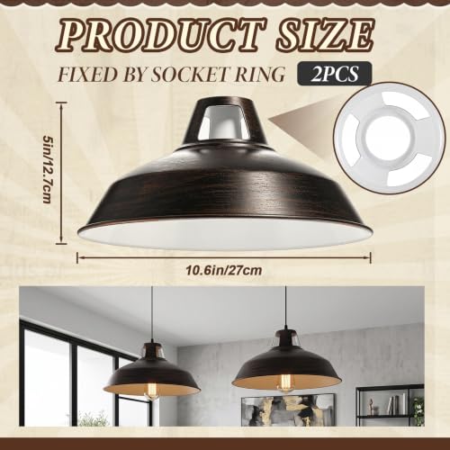 2 Pcs Bronze Empire Industrial Metal Replacement Lamp Shades (2 Count)
