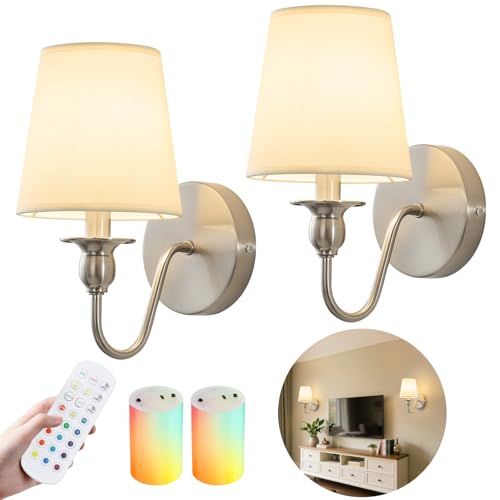 Battery Operated Wall Sconces set of Two (2 Count)