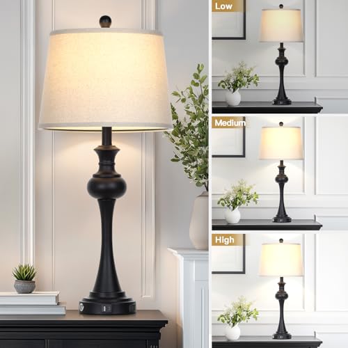 28.75 " 3 Way Touch Control Modern Table Lamp Set of 2 for Living Room (2 Count)