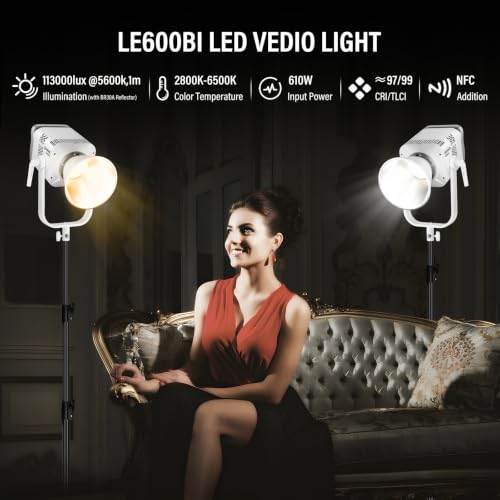 2Pack LE600BI Kit with Softbox Light Stand White