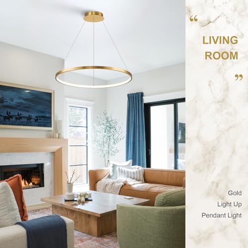 Brushed Gold LED Ring Chandelier 1