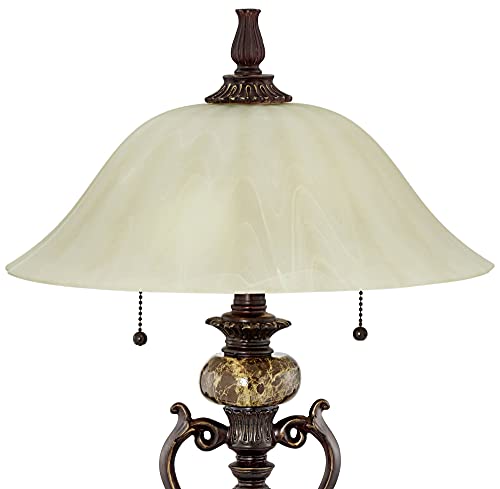 Amor 26" Tall Table Lamp Alabaster Glass Bronze Brown Accent Cottage