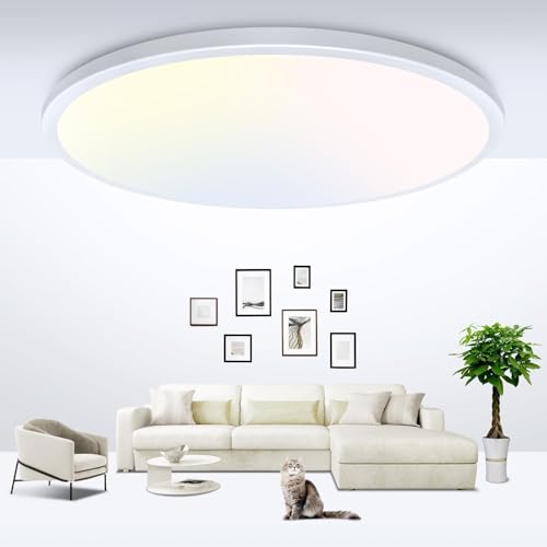 12 Inch White Flush Mount Ceiling Lights Super Slim 28W 3200lm LED Light Fixture