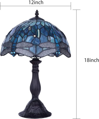 18" Tiffany Dragonfly Style Stained Glass Table Lamp