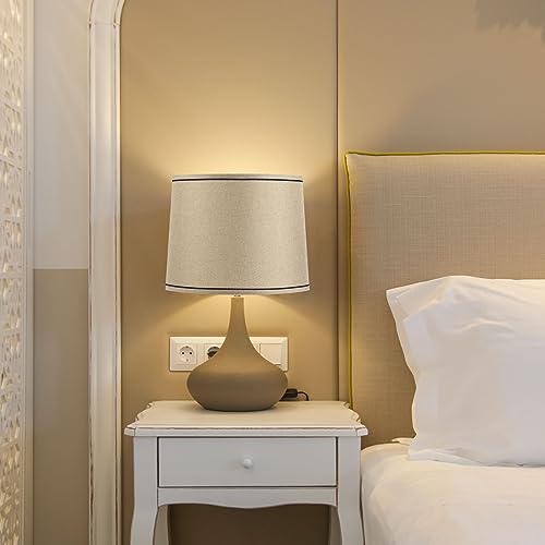 Lamp shades for Table Lamps 11.4" Top x 12.6" Bottom x 9.8" High Drum Lamp shades for Floor Lamps Medium Linen Lampshade Easy Assembly for Lamp Replacement