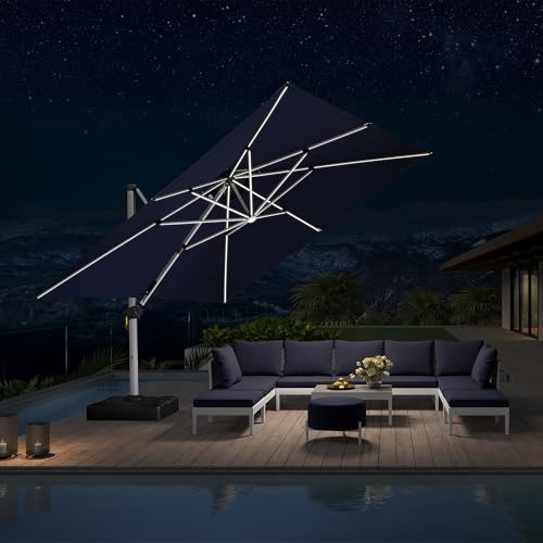 Patio Umbrella 12'X12' Double Top Solar LED Light