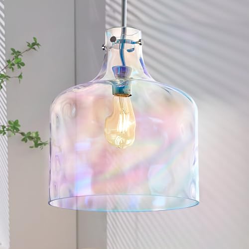 Colorful Hammered Glass Pendant Light