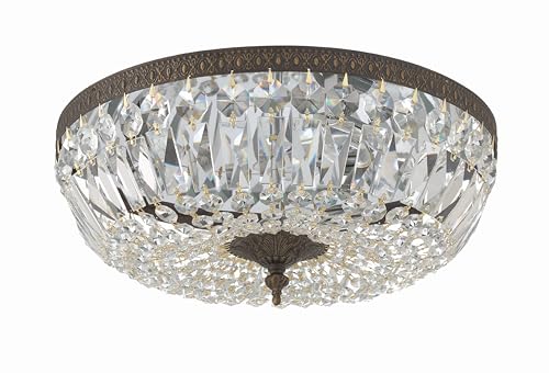 3 Light Spectra Crystal English Bronze Flush Mount