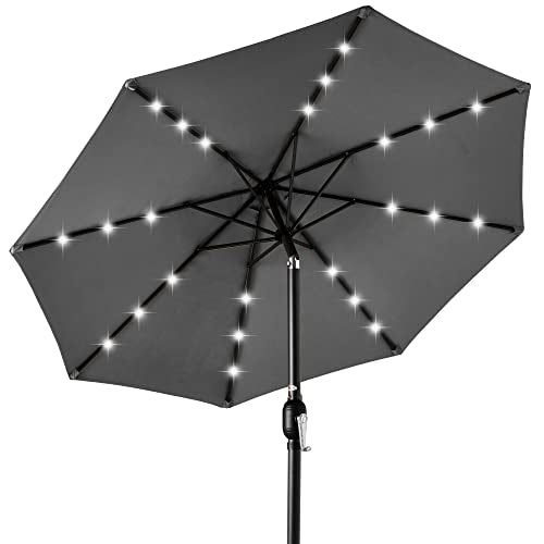 10ft Solar Polyester LED Lighted Patio Umbrella w (10 Feet)