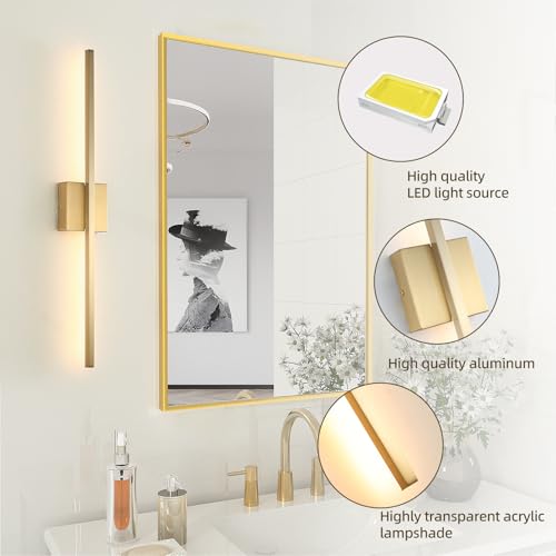 Gold Wall Sconces Set of Two LED Hardwired Dimmable Bedroom