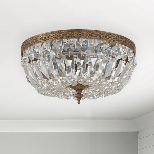 3 Light Spectra Crystal Olde Brass Flush Mount