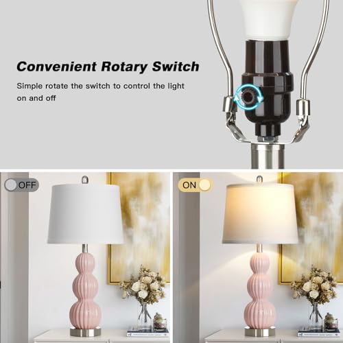 28" Pink Ceramic Table Lamps Set of 2 (2 Count)