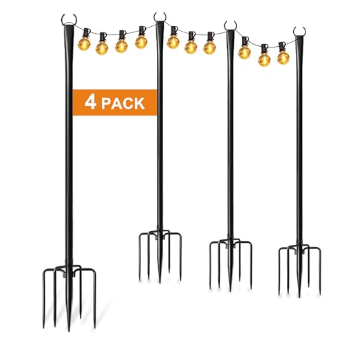 4 Pack String Light Poles for Outside (4 Count)